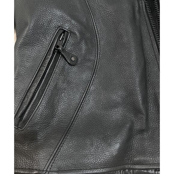 Unik Leather Jacket Womens Small Black Quilted Zip Off Lined Biker Moto Zip - Picture 7 of 15